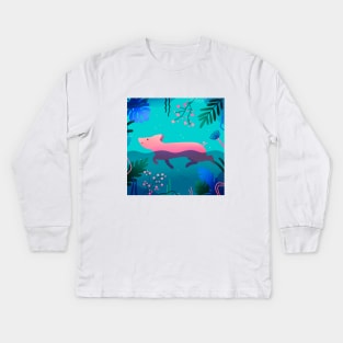 Swimming baby pig Kids Long Sleeve T-Shirt